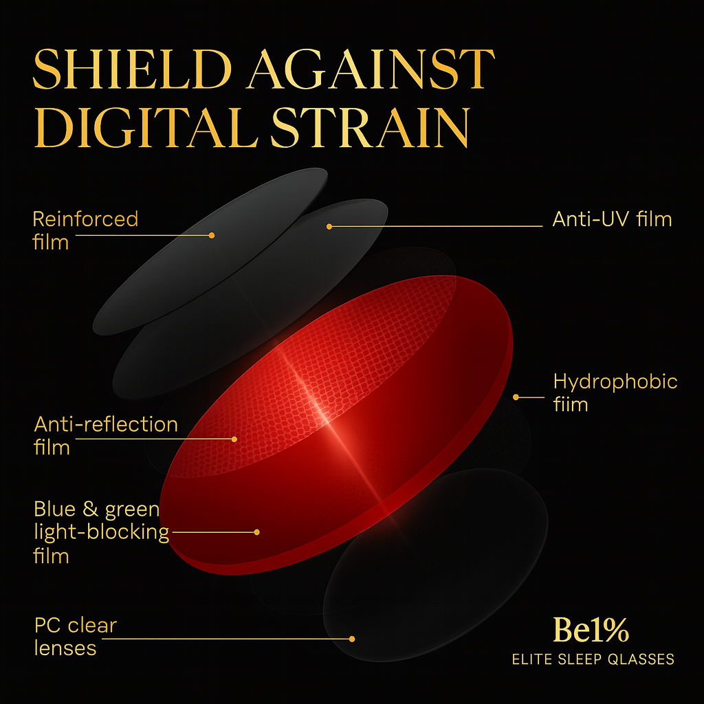 The 1% Sleep System — Blue Light Defense Glasses. Forged for Deep Recovery.